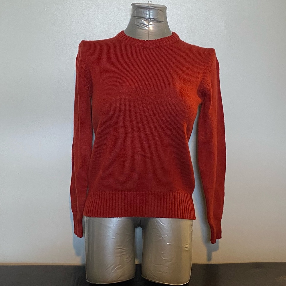 Curry Knits rust red sweater, medium